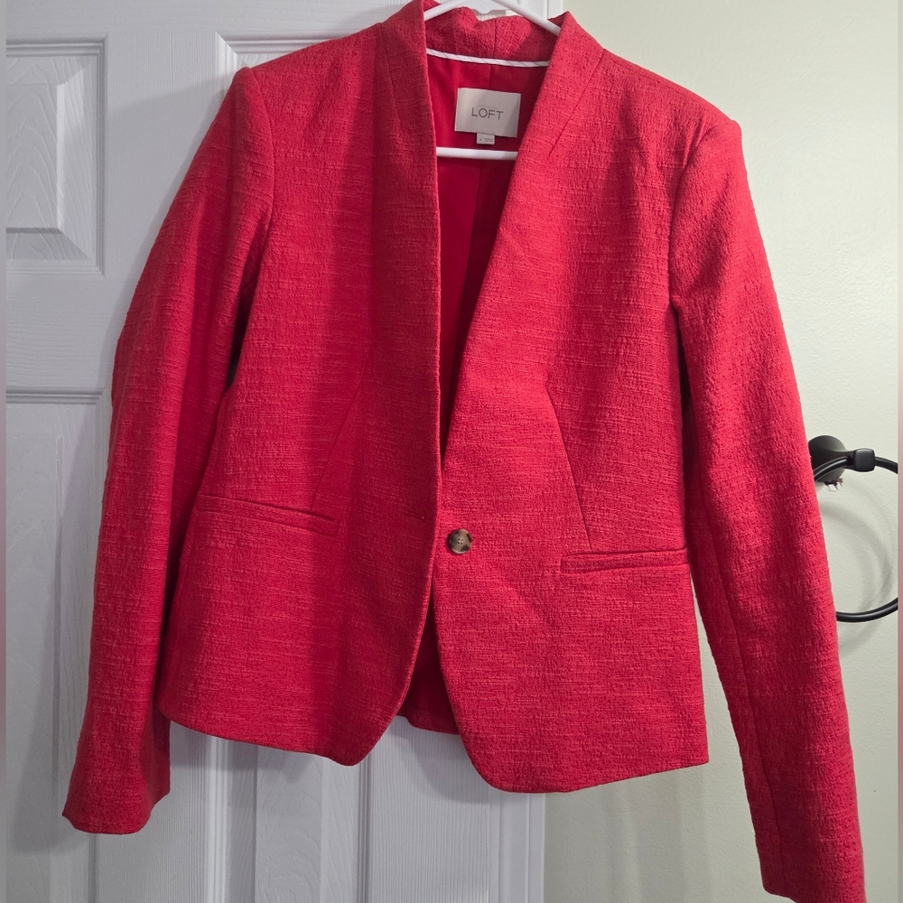 LOFT Red Textured Blazer